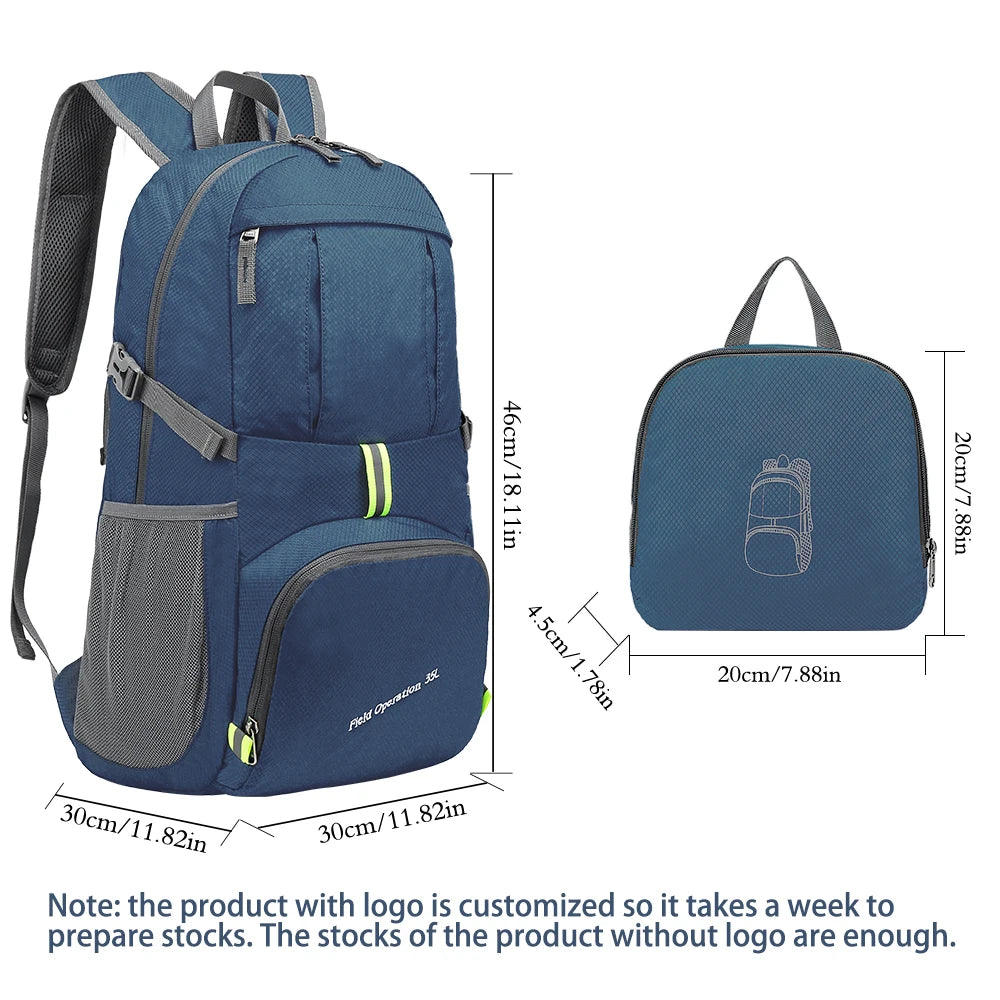 35L Outdoor Foldable Waterproof Backpack Lightweight Portable Daypack Bag Large Hunting Camping Traveling Hiking Backpacks
