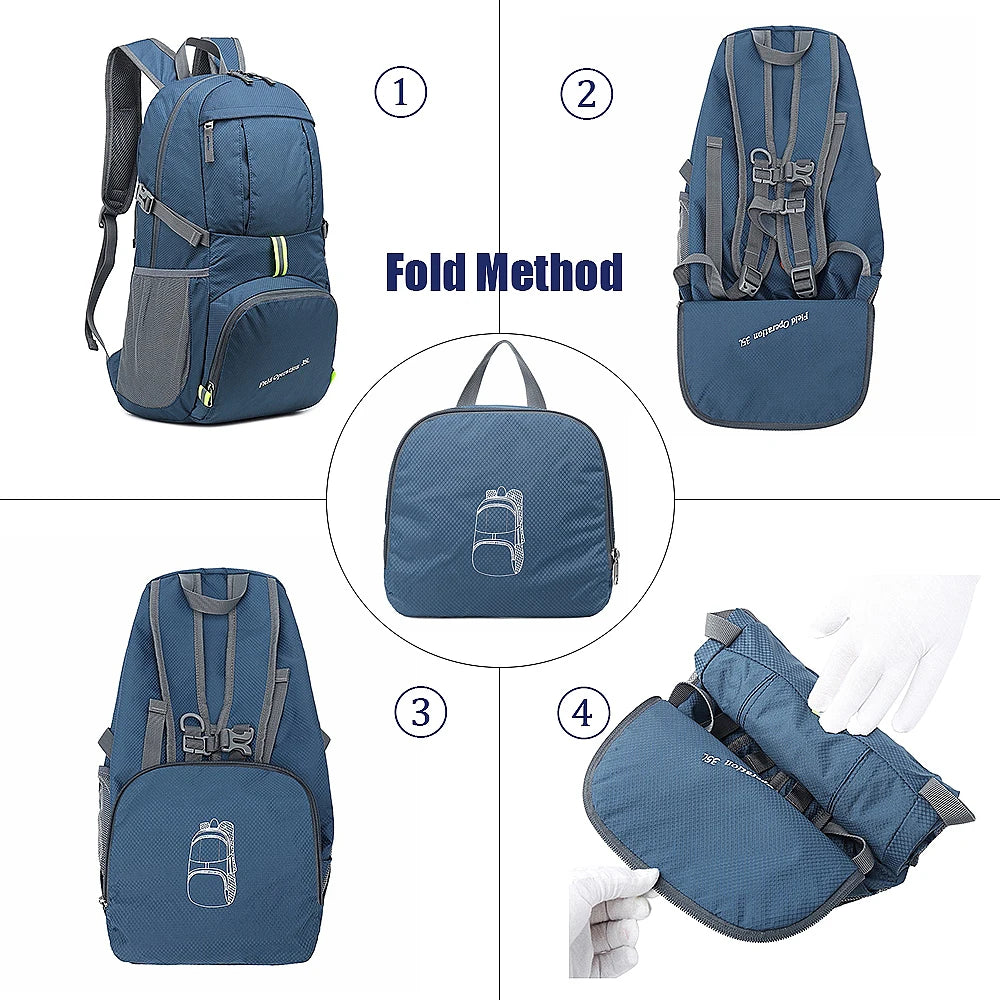 35L Outdoor Foldable Waterproof Backpack Lightweight Portable Daypack Bag Large Hunting Camping Traveling Hiking Backpacks