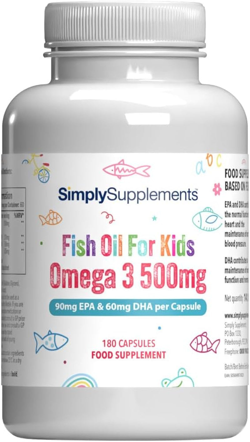 High Strength & Pure Omega 3 500Mg for Kids | for Ages 5-14 Years | 360 Capsules in Total | Manufactured in the UK