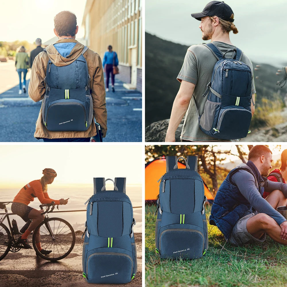35L Outdoor Foldable Waterproof Backpack Lightweight Portable Daypack Bag Large Hunting Camping Traveling Hiking Backpacks