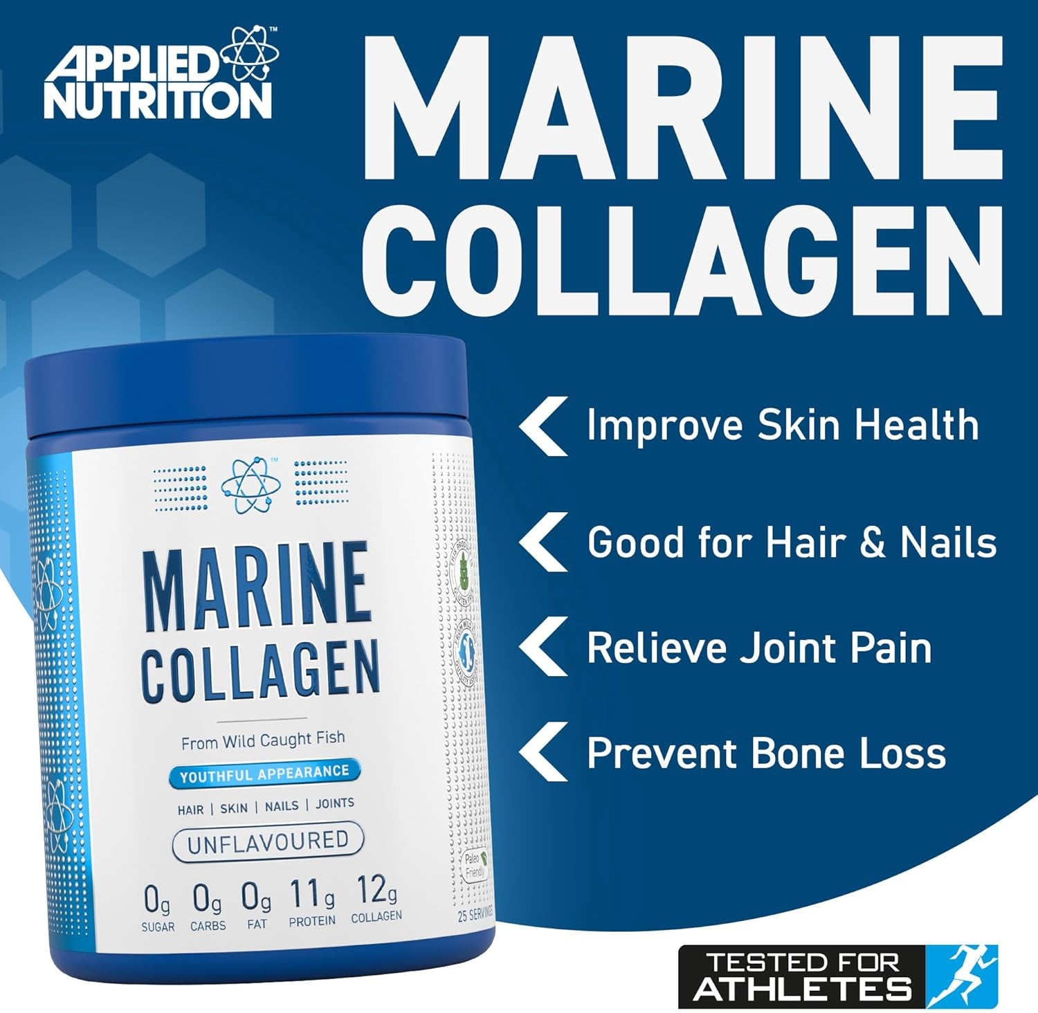 Marine Collagen Powder - Hydrolysed Collagen Protein, Healthy Skin, Hair, Nails (Unflavoured) (3G - 25 Servings)