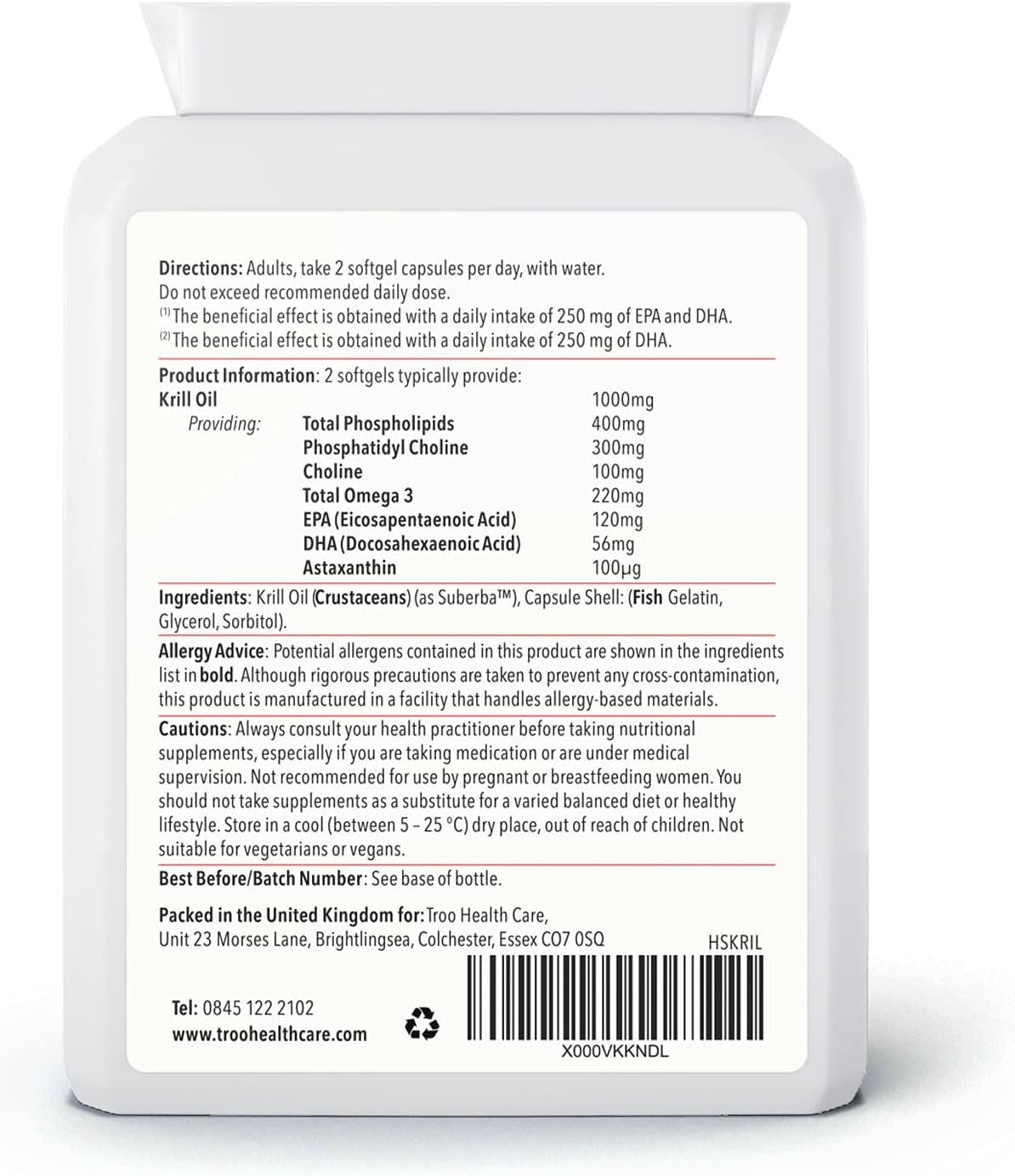 Superba Krill Oil Extract 500 Mg - 60 Soft Gel Easy Swallow Capsules – Sustainably Eco Harvested from Antarctic Krill with Astaxanthin - Manufactured to GMP Standards