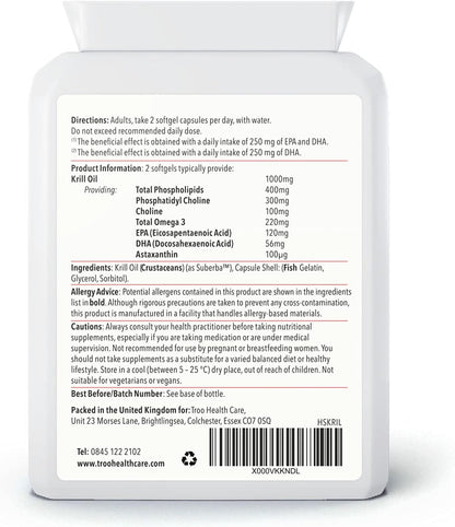 Superba Krill Oil Extract 500 Mg - 60 Soft Gel Easy Swallow Capsules – Sustainably Eco Harvested from Antarctic Krill with Astaxanthin - Manufactured to GMP Standards