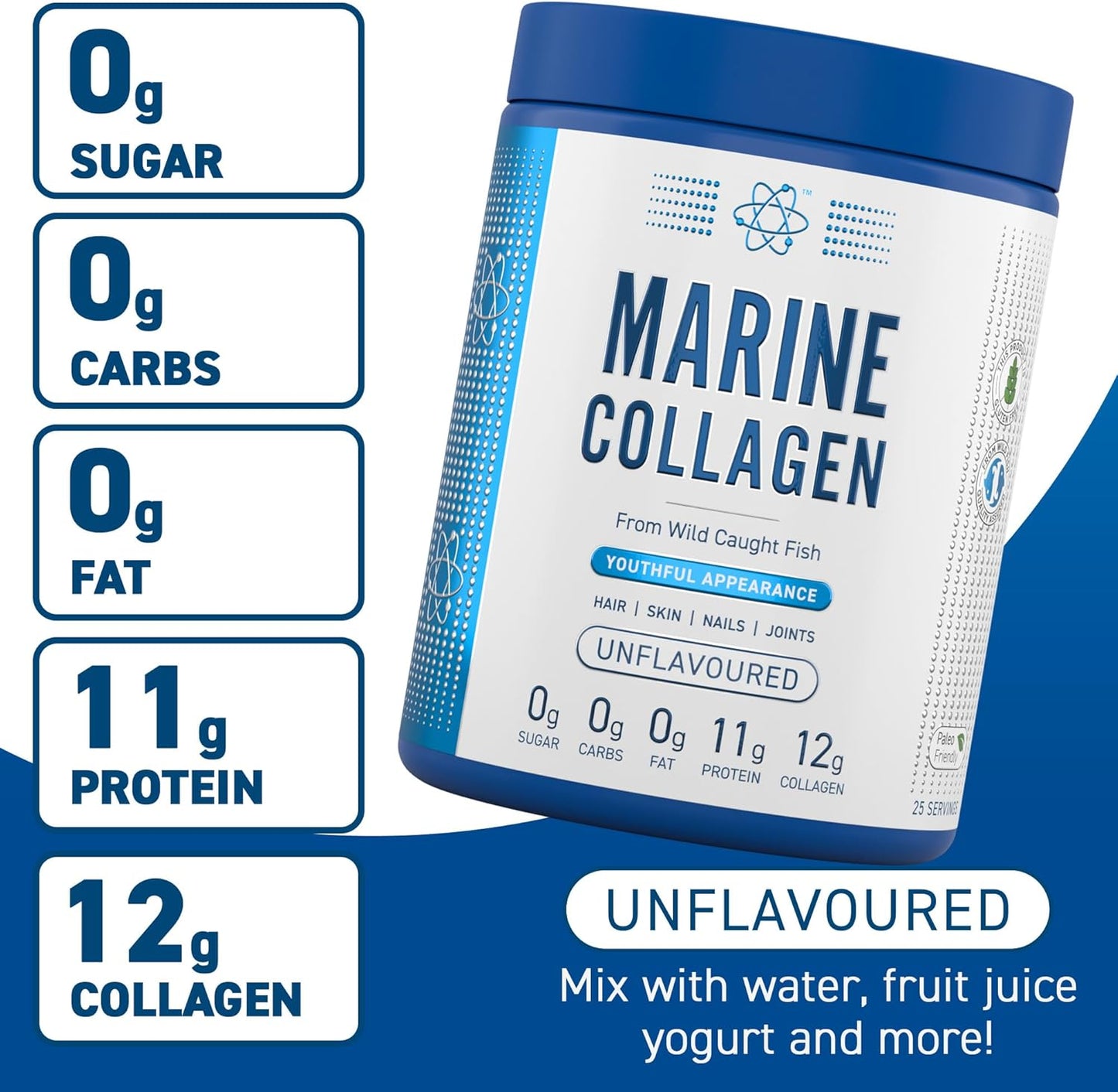 Marine Collagen Powder - Hydrolysed Collagen Protein, Healthy Skin, Hair, Nails (Unflavoured) (3G - 25 Servings)