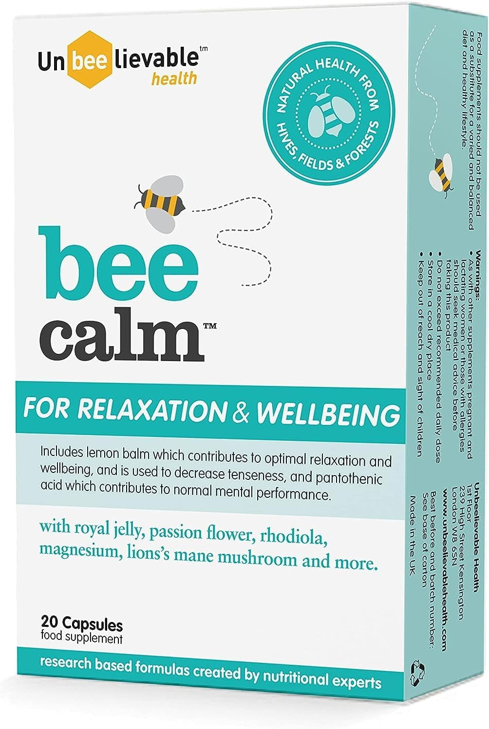Health Bee Calm Relaxation and Wellbeing Support - Created by Nutritional Experts – Help Increase Resistance to Stress – Plant Based & Gluten Free (3 Packs)