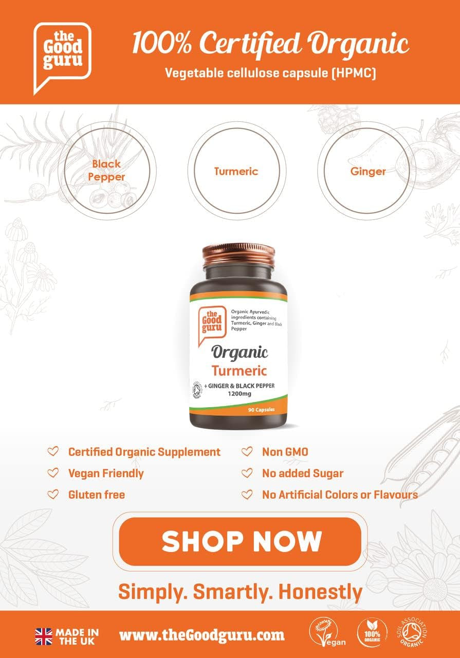 Organic Turmeric Ginger and Black Pepper Supplement 1200Mg- 120-Capsules
