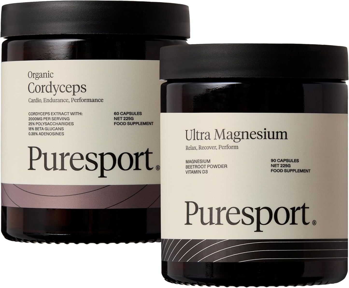 Run and Recover Bundle | 1 X Ultra Magnesium (90 Capsules) & 1 X Cordyceps (60 Capsules) | Supports Recovery, Sleep & Aerobic Efficiency | Boosts Cardiovascular Health | Vegan Friendly