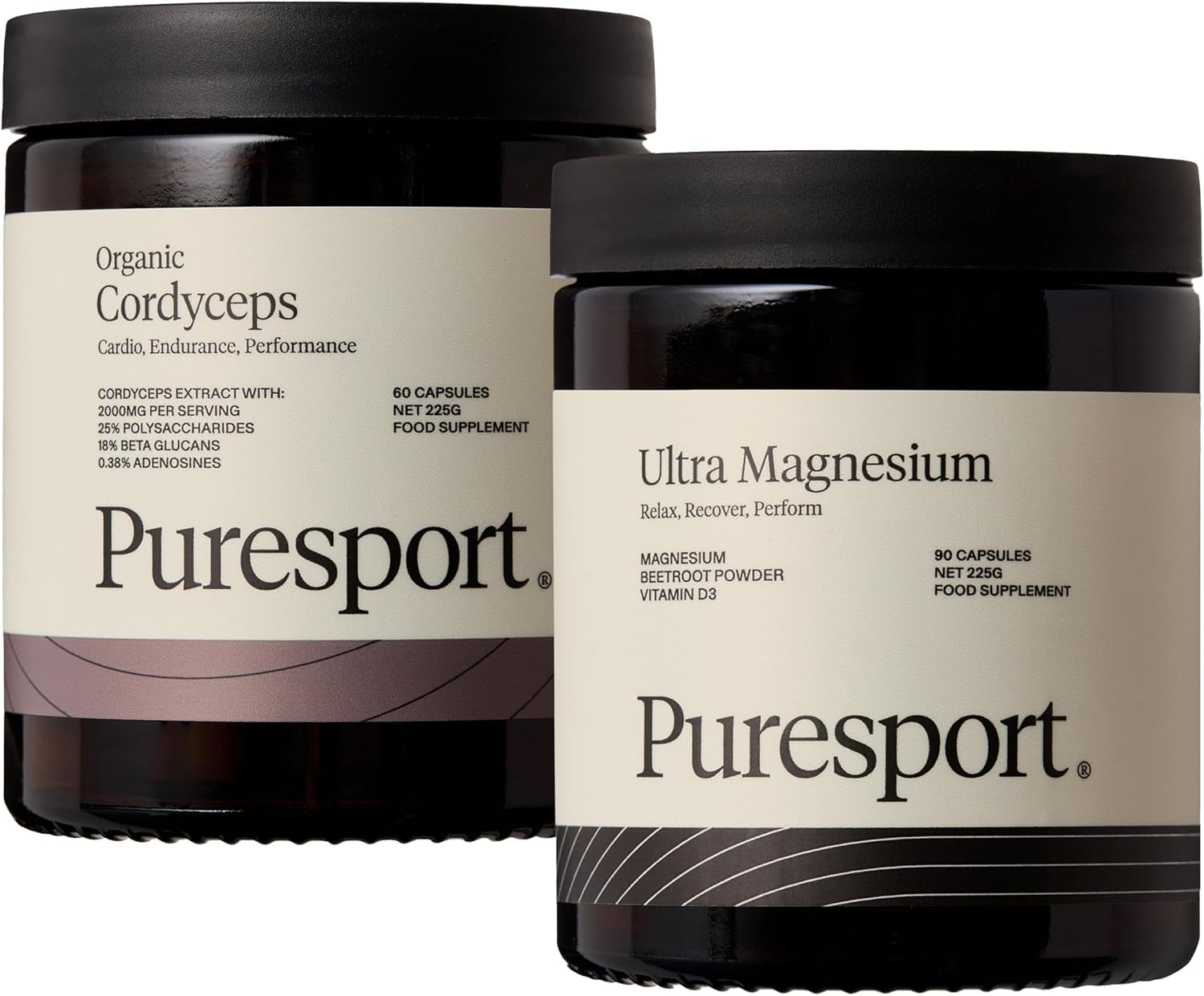 Run and Recover Bundle | 1 X Ultra Magnesium (90 Capsules) & 1 X Cordyceps (60 Capsules) | Supports Recovery, Sleep & Aerobic Efficiency | Boosts Cardiovascular Health | Vegan Friendly