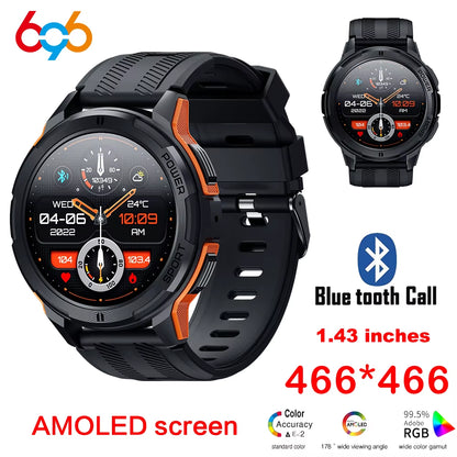 C25 Smart Watches for Men AMOLED Screen 1.43" 1ATM Waterproof Heart Rate Monitor Sports Smartwatch Blue Tooth Call Women Fitness