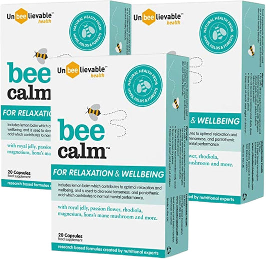 Health Bee Calm Relaxation and Wellbeing Support - Created by Nutritional Experts – Help Increase Resistance to Stress – Plant Based & Gluten Free (3 Packs)