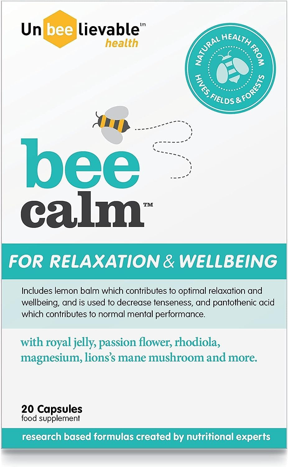 Health Bee Calm Relaxation and Wellbeing Support - Created by Nutritional Experts – Help Increase Resistance to Stress – Plant Based & Gluten Free (3 Packs)