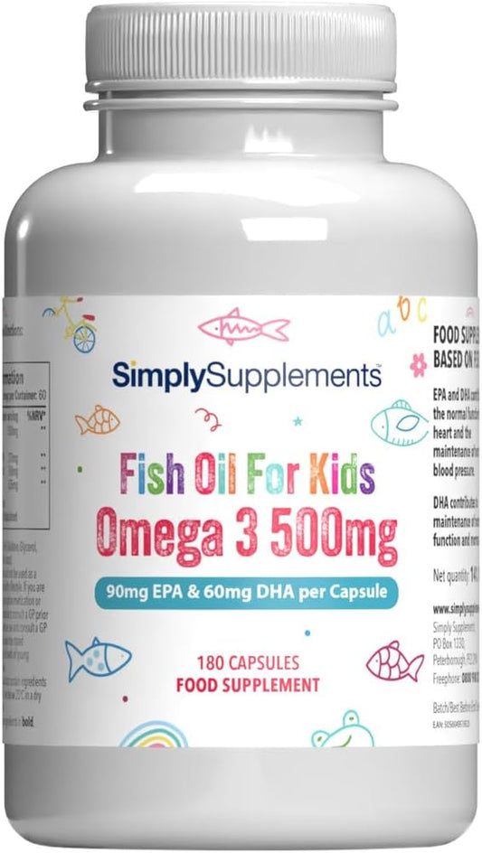 High Strength & Pure Omega 3 500Mg for Kids | for Ages 5-14 Years | 360 Capsules in Total | Manufactured in the UK
