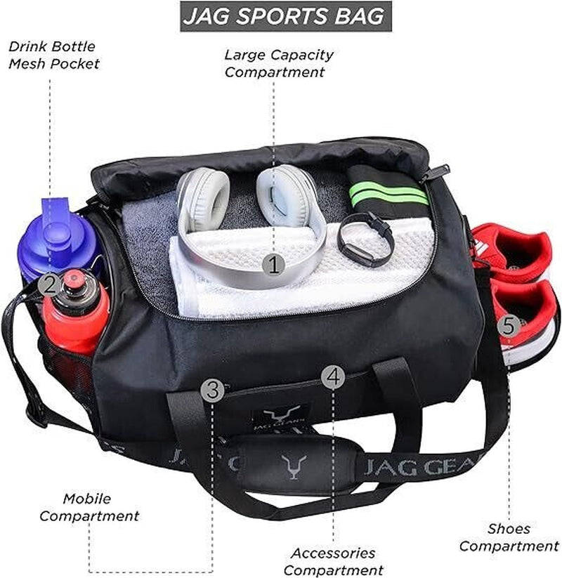 JAG GEARS Sports Bag with Shoe Compartment for Gym and Sports Accessories