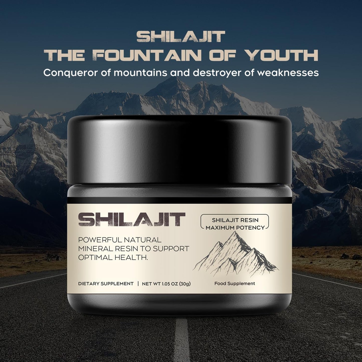 Shilajit Resin,  Pure Himalayan Shilajit Resin 600Mg with 85+ Trace Minerals Complex Beverage for Energy Support, 30 Grams a Box for Suggust 2 Months