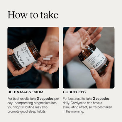Run and Recover Bundle | 1 X Ultra Magnesium (90 Capsules) & 1 X Cordyceps (60 Capsules) | Supports Recovery, Sleep & Aerobic Efficiency | Boosts Cardiovascular Health | Vegan Friendly