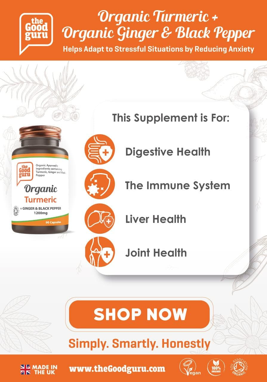 Organic Turmeric Ginger and Black Pepper Supplement 1200Mg- 120-Capsules