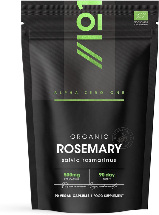 Organic Rosemary 500Mg - 90 Vegan Capsules - High Strength Salvia Rosmarinus Sup